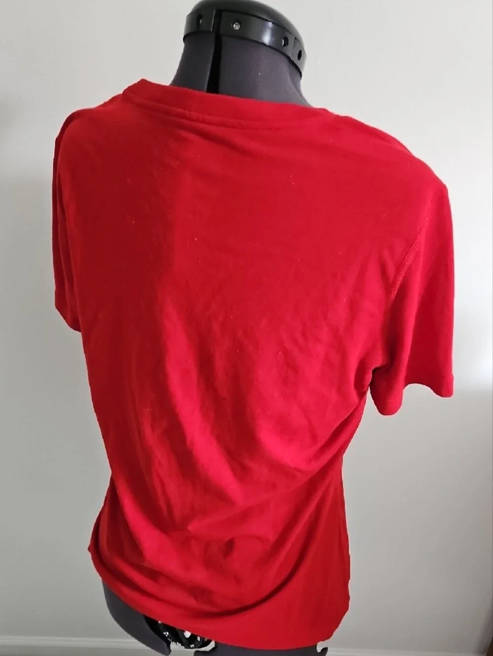 Women's Red NC State Football V-Neck Tee